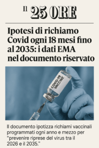 Ipotesi di richiamo Covid ogni 18 mesi fino al 2035: i dati EMA nel documento riservato